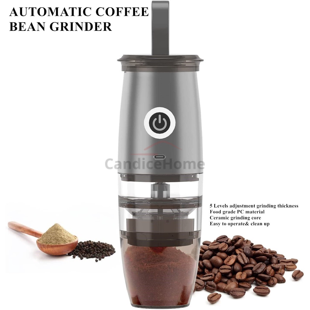 Newest Upgraded 150ML Portable USB Electric Burr Coffee Grinder Mini Automatic Coffee Bean Crushing Equip 5 Precise GrindDrip/Espresso