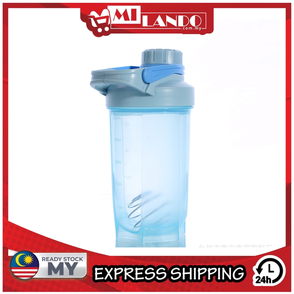 (500ml) MILANDO Water Bottle Milkshake Bottle Cup BPA Free Plastic Protein Herbalife Shaker Fitness Water Cup (Type 21)