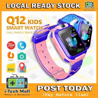 Q12 Kids Smart Watch Phone Children Jam Tangan Budak Lelaki Perempuan Telefon Kamera Location Tracker Camera Call Pink