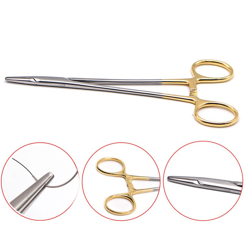 Needle Holder Pliers Mosquito Tweezer Gold Dental Surgical Instrument For Dental Orthodontic Forcep