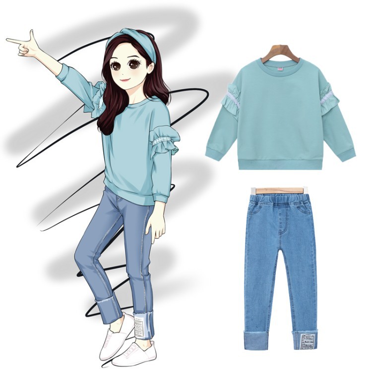 korean style jeans and shirt