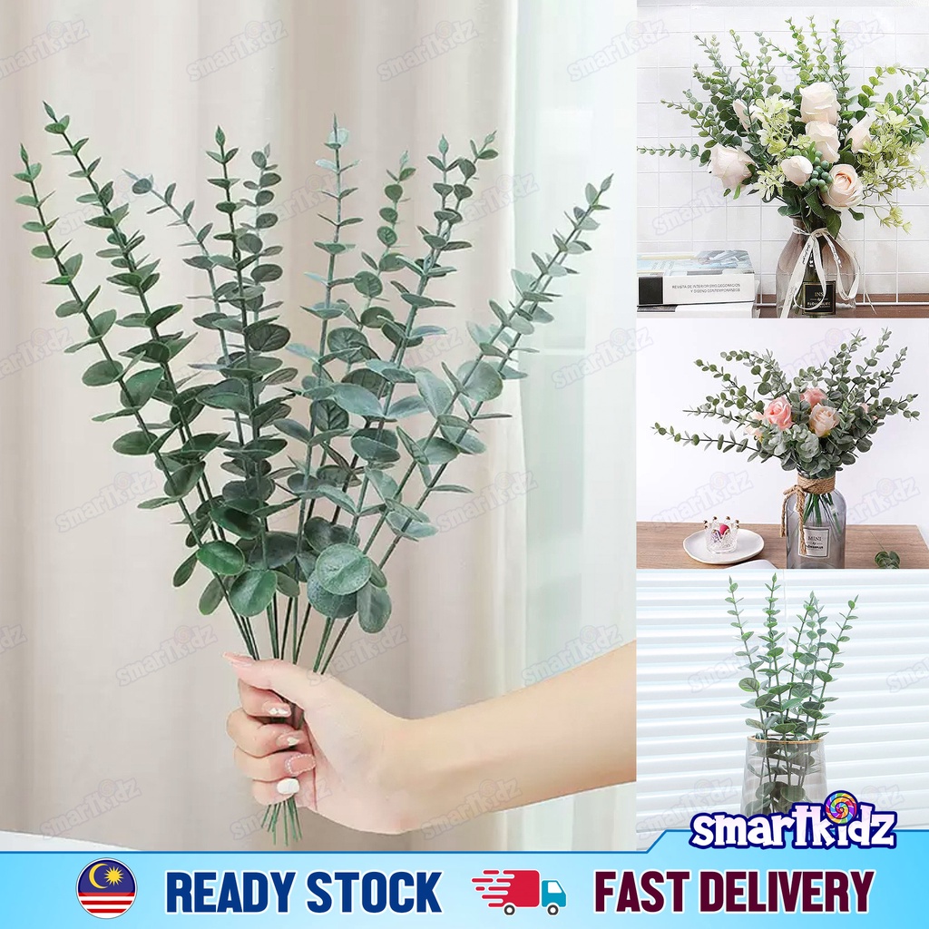 [1pcs] 38cm Eucalyptus Artificial Leaves | Gloss Matt Artificial Leaves | Decorative Leaves for Vase Home - smartkidz