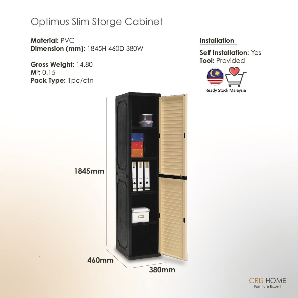 Crishome 100 Original Optimus Slim Storage Cabinet File Cabinet Free Shipping To Wm Shopee Malaysia