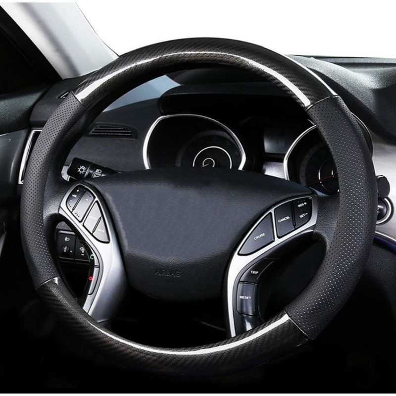 Carbon Fiber Leather Car Steering Cover 100% Fit axia alza bezza saga ...