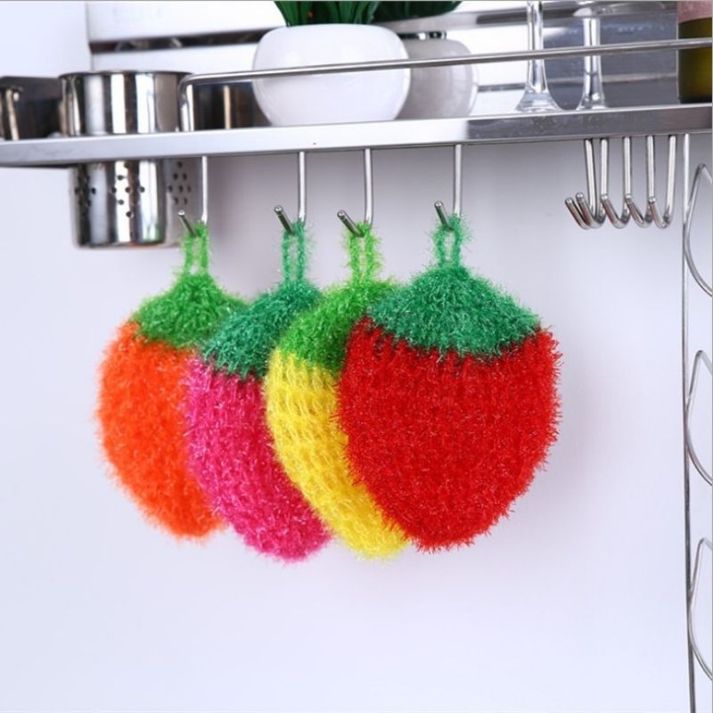 Cartoon Fruit Strawberry Shape Dishcloth Kitchen Dishwashing Brush Dishwasher Bowl Pot Cleaner