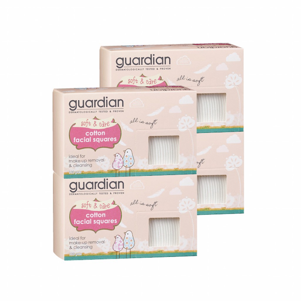 Guardian Facial Cotton Square Cotton Pads Puffs Make Up 100s Kapas Muka