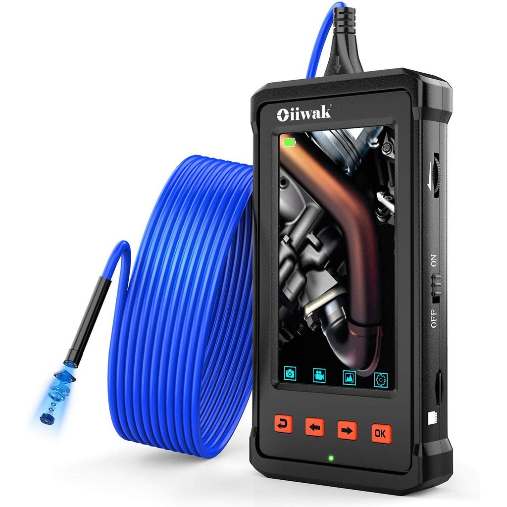 Endoscope Oiiwak 1080P HD – Caméra D’inspection 5.5mm, écran 4.3", IP67, 3.5m, Semi-rigide