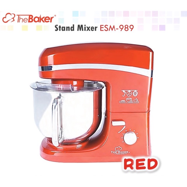 The Baker Stand Mixer ESM-989 Red (6.5L) 1000w Motor Power Bestseller Mixers Pengadun Cake Cookies Kuih