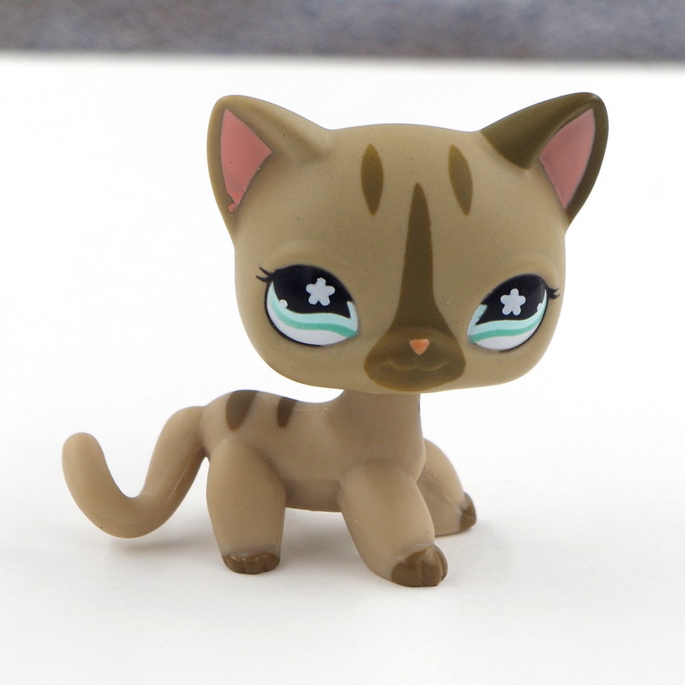 Littlest Pet Shop Black Siamese Cat LPS #994 Pink Ear Kitty Green&Blue Eye Toys