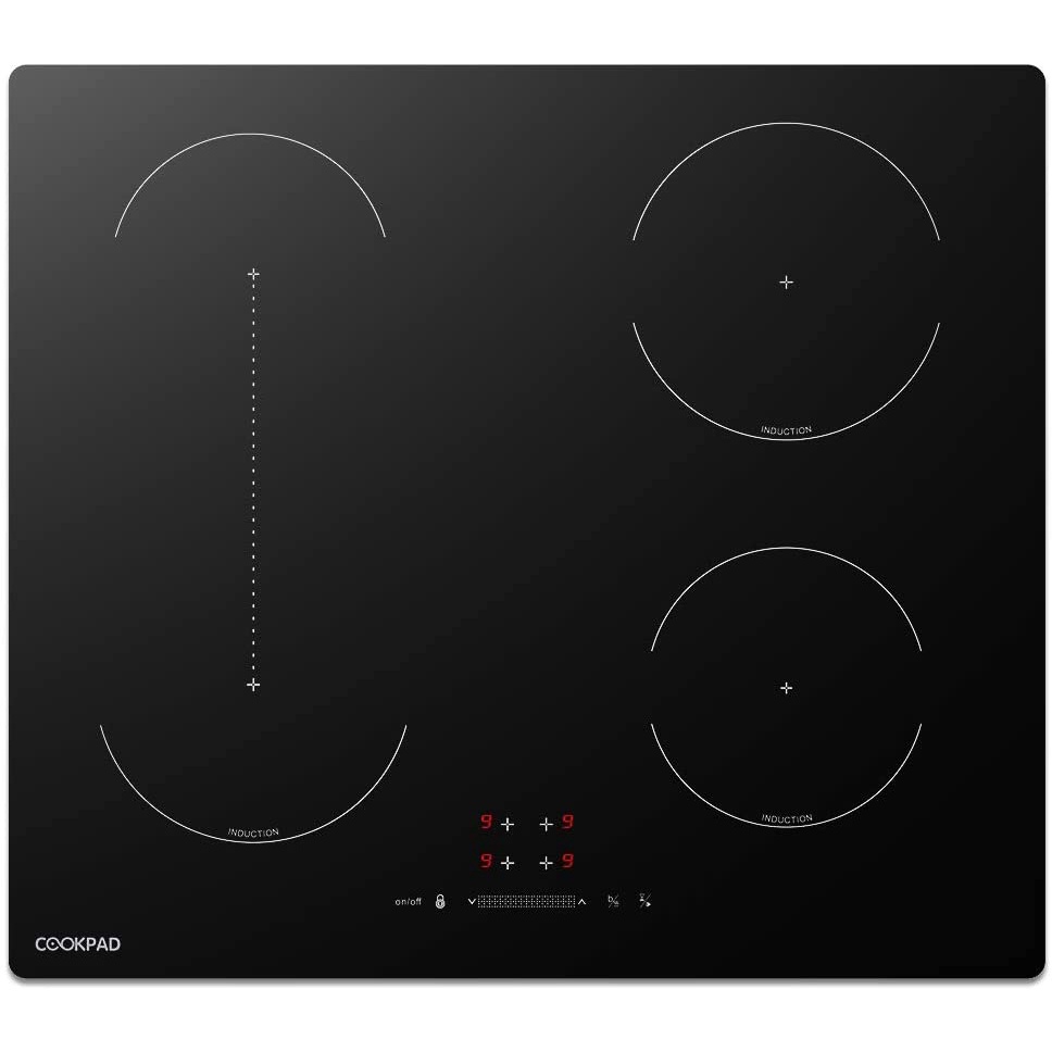 COOKPAD Induction Hob 4 Rings, Builtin electric hob 60cm induction cooker, Bridge Zone, 6400W
