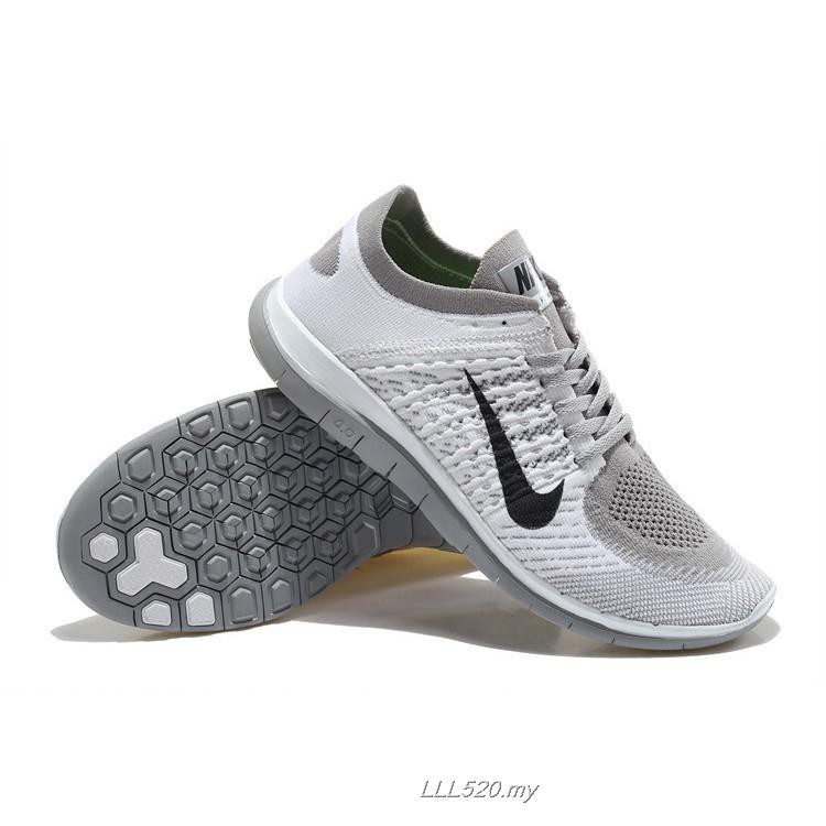 Nike Free 4 0 Flyknit Men White Grey Black Shopee Malaysia