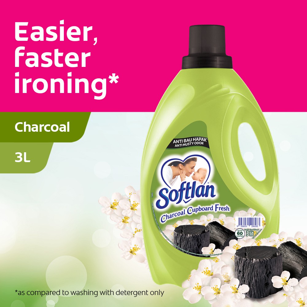 Softlan Anti Wrinkles Charcoal Cupboard Fresh (Green) Fabric Softener 3L Shopee Malaysia