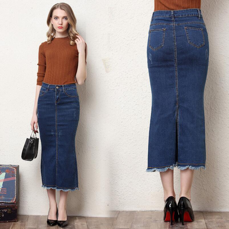 jean skirts below the knee