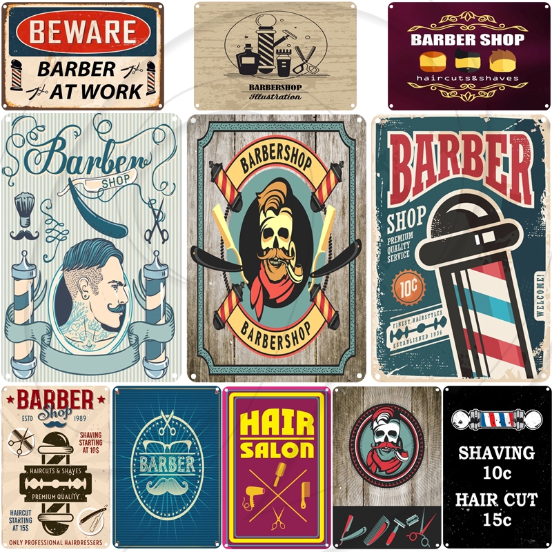 Metal Tin Sign barber's rules Pub Home Vintage Retro Poster Cafe 