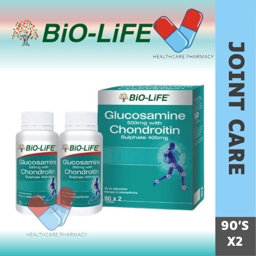 BIOLIFE GLUCOSAMINE 500MG WITH CHONDROITIN SULPHATE 400MG (2x90's