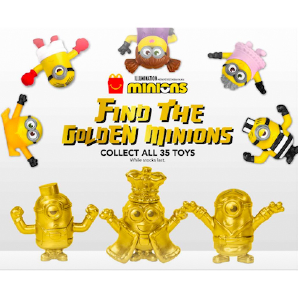Minions McDonald’s Happy Meal Toys [GOLD & COLOUR] 100NEW Shopee
