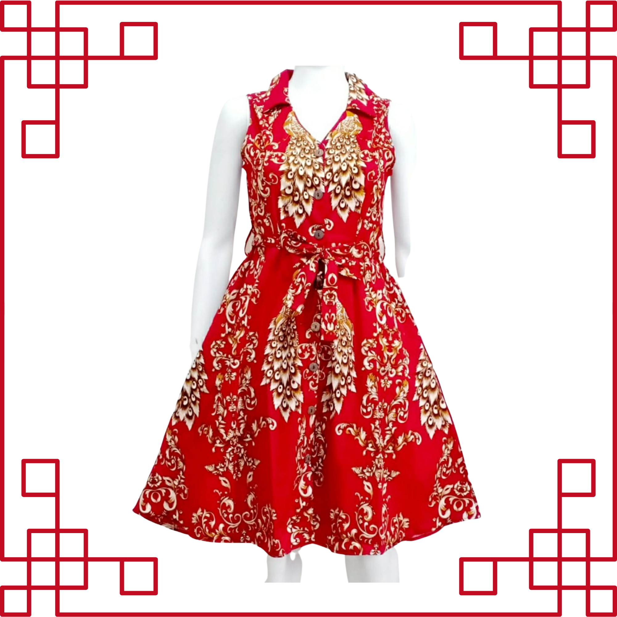 Cheongsam Batik Red Dress 851D