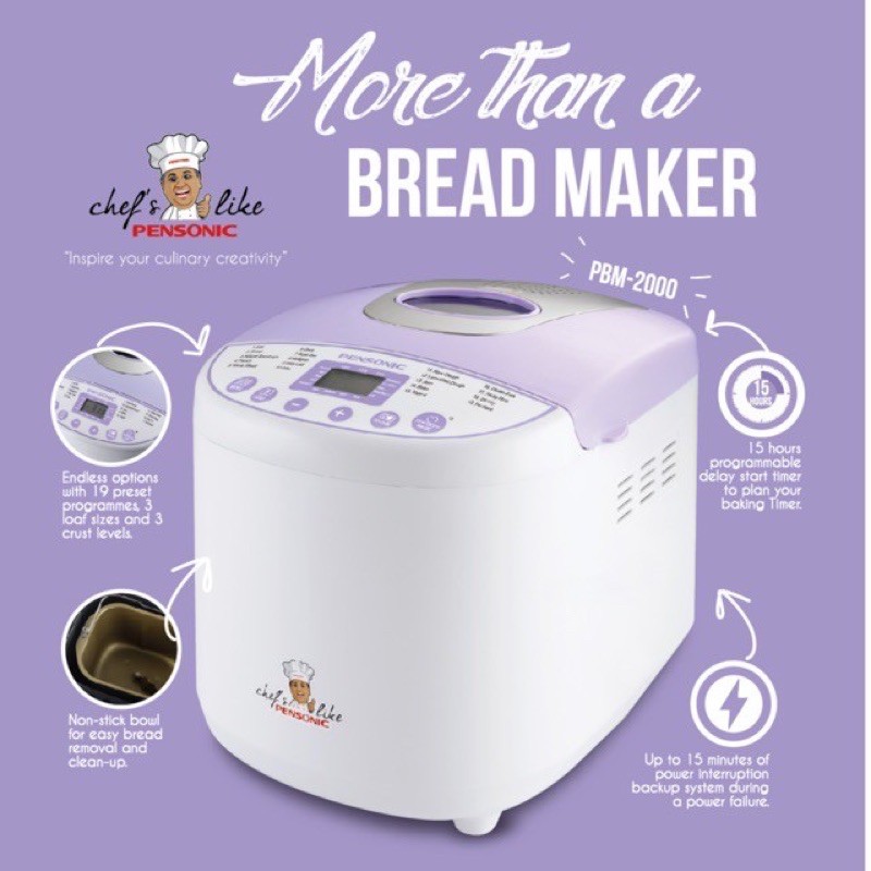 Pensonic Bread Maker PBM2000 Chef's Like Bread Maker PBM-2000