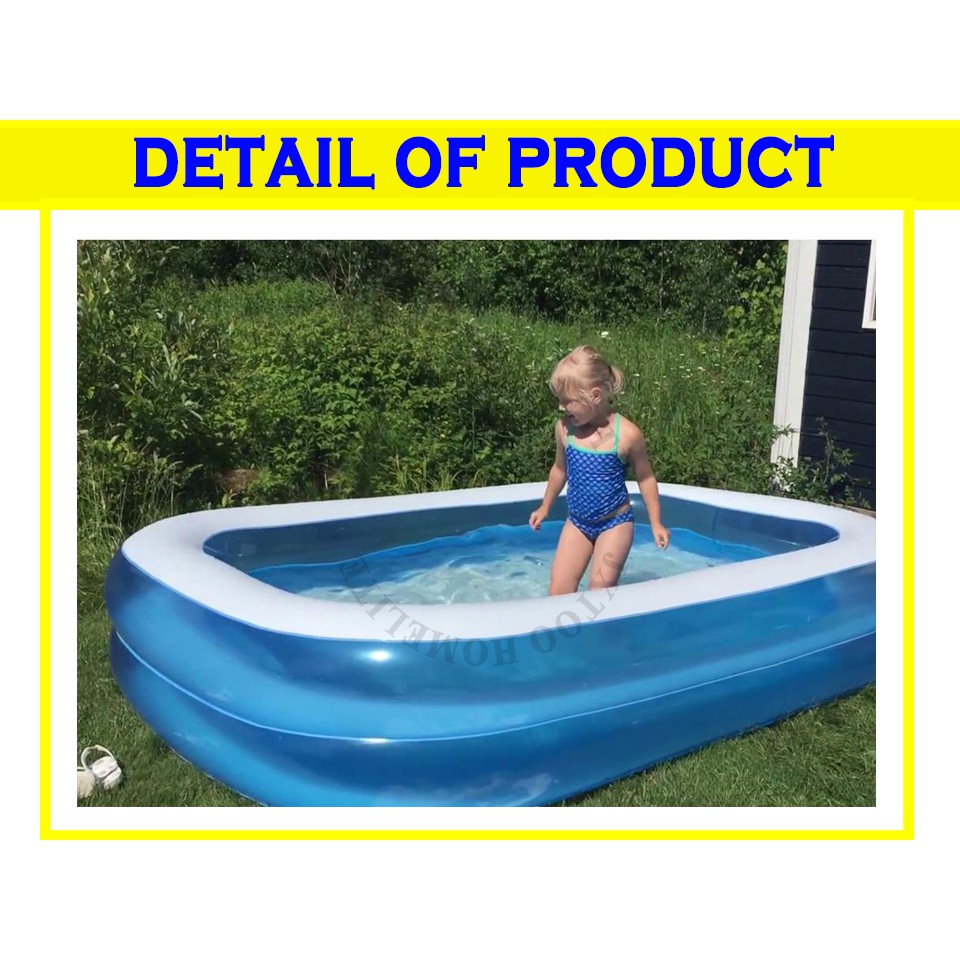 Hot Stock Ready Stock Kl L 200x W 150x H 50cm Inflatable 2 Ring Swimming Pool Kolam Renang Electric Air Pump Kolam Shopee Malaysia