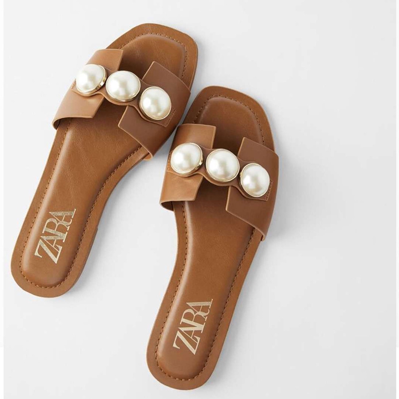 shoes pearl flat sandals leather 