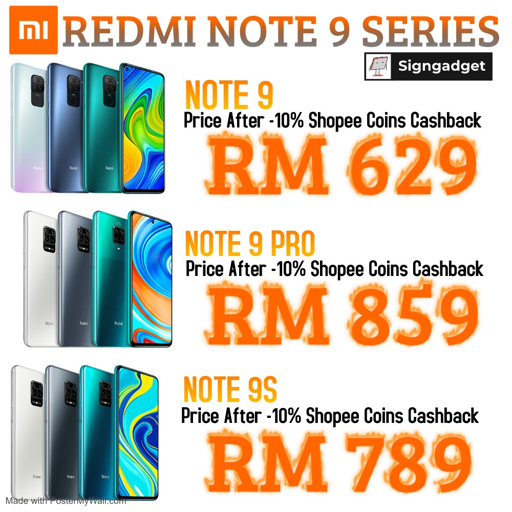 Xiaomi Redmi Note 9 4gb 128gb Note 9s 6 128gb Note 9 Pro 6 128gb Free Gifts 100 Original Xiaomi Warranty Shopee Malaysia