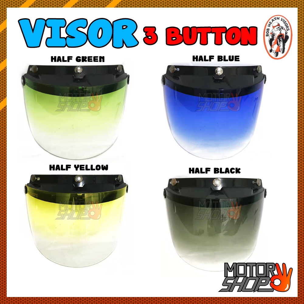 BOB HEATH VISOR 3 BUTTON TWO TONE HALF 2 COLOUR SGV MS88 NS88 HELMET