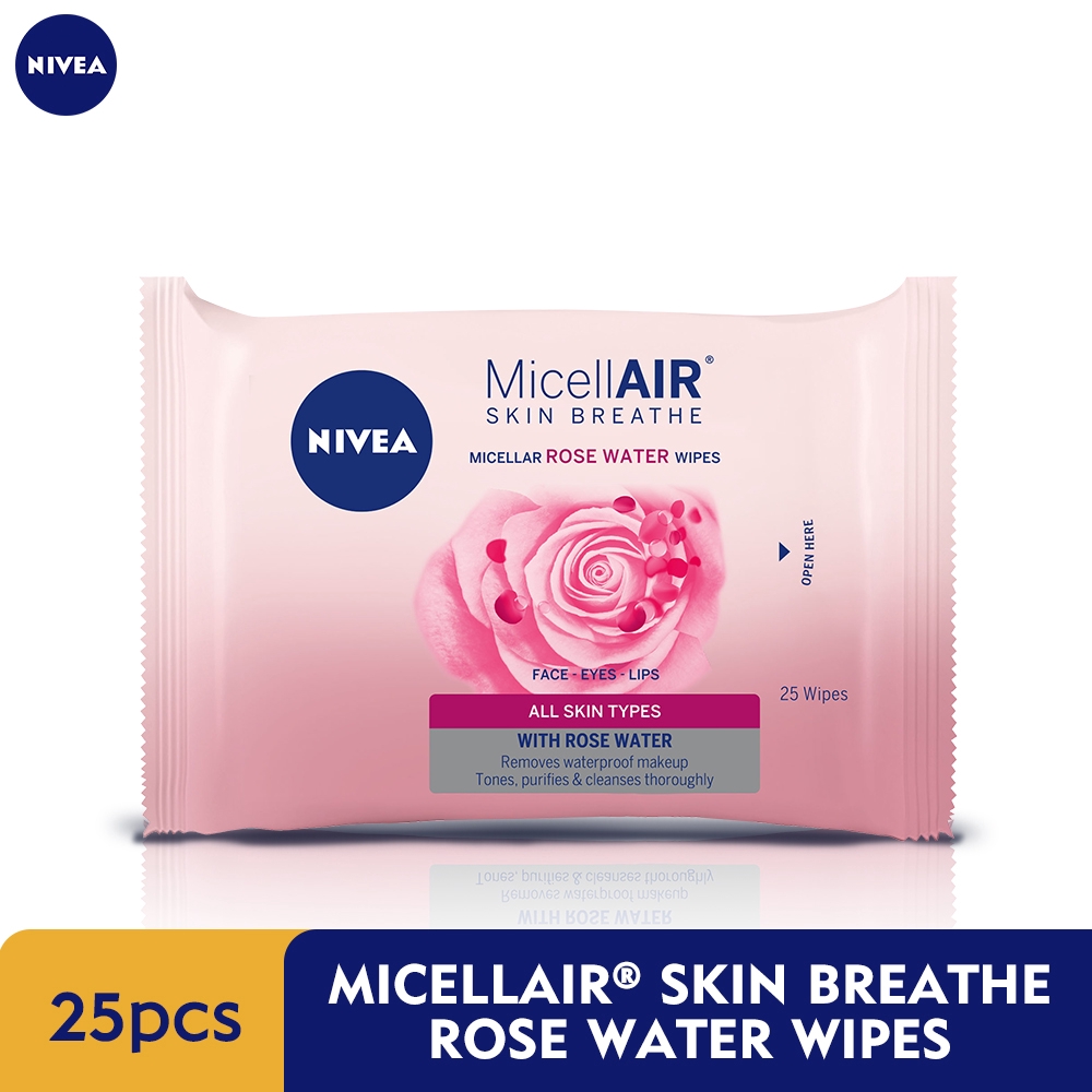 NIVEA Face Care Cleanser MicellAIR Skin Breathe Rose Water Wipes (25's