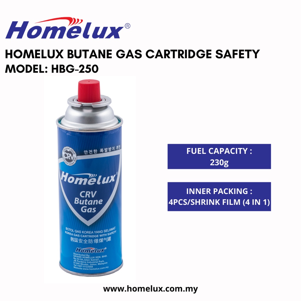 [ 4 PCS/ 1 PCS ] HOMELUX BUTANE GAS CARTRIDGE SAFETY FOR PORTABLE GAS
