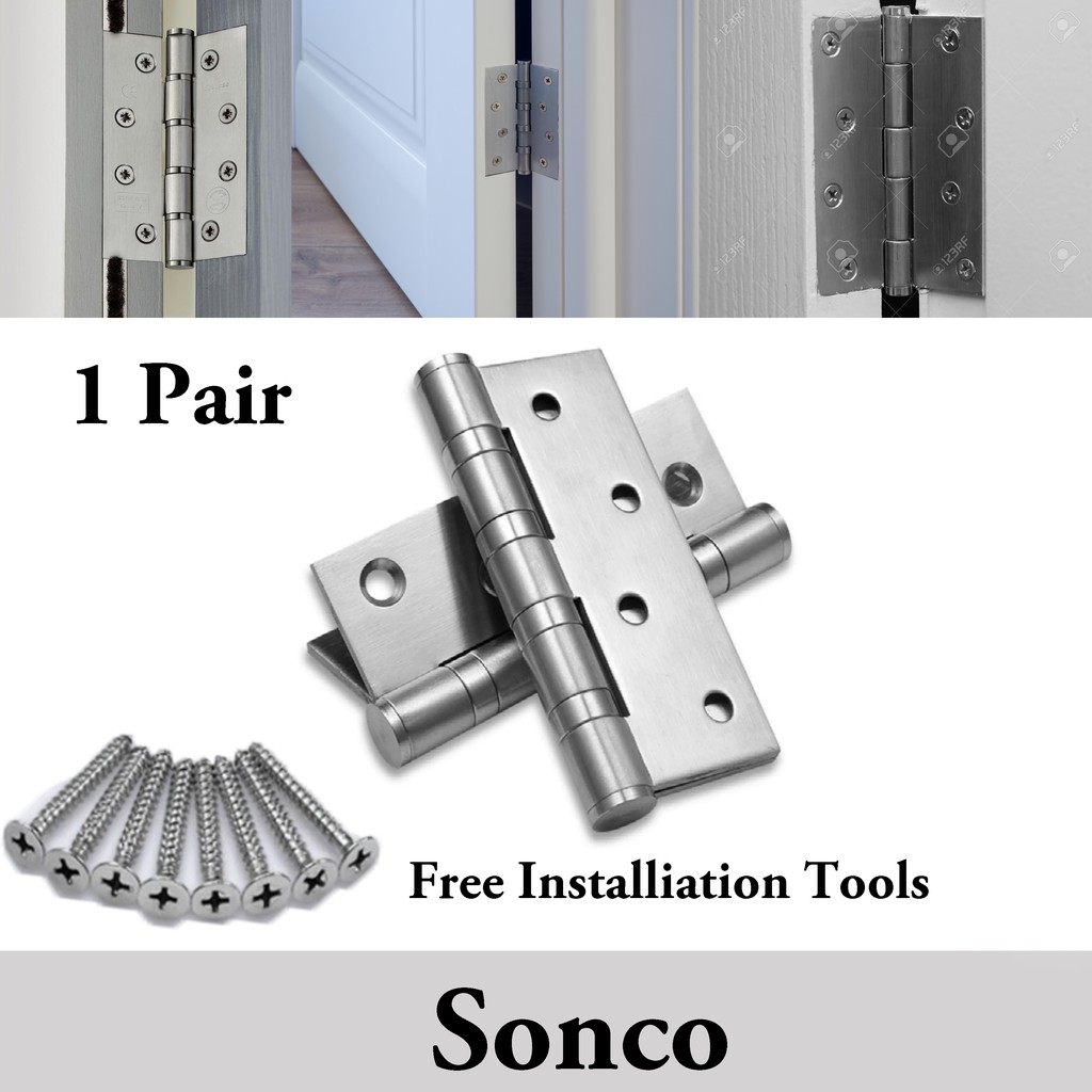 304 STAINLESS STEEL 4 HINGES 2pcs set with screw 