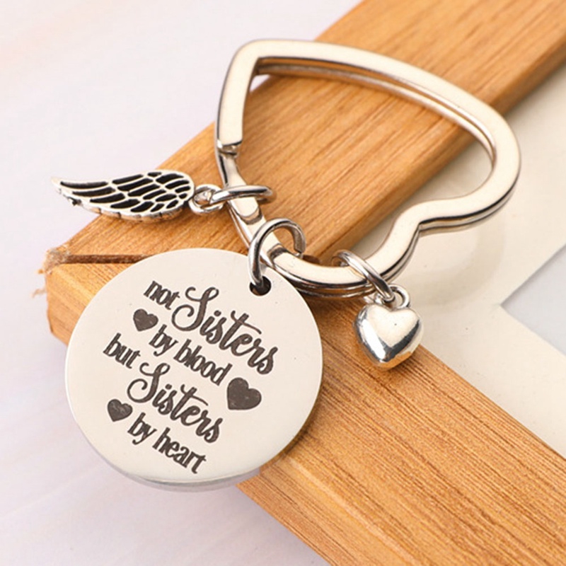 For Her Bag Pendant Pearl Wing Key Chain Letter Keyring Not Sisters by Blood