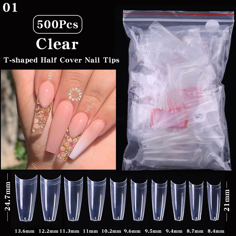500pcs / bag False Nail Art French Tips Natural Clear False Nails Tips  Acrylic UV Gel Nail Polish | Shopee Malaysia