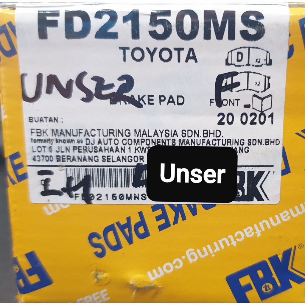 Toyota Unser Front Brake Pad FBK Shopee Malaysia