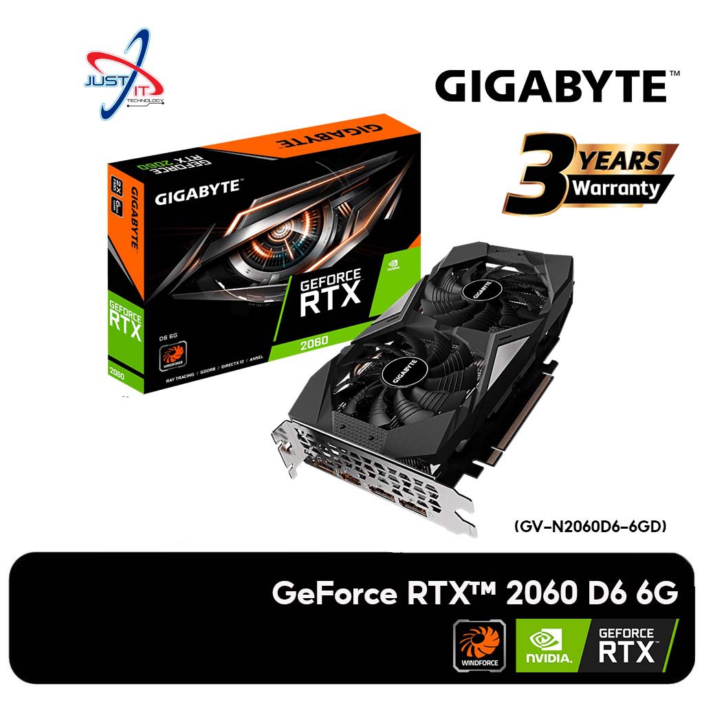 GIGABYTE RTX2060 6GB DDR6 192BIT GV-N2060D6-6GD VGA Card | Shopee Malaysia
