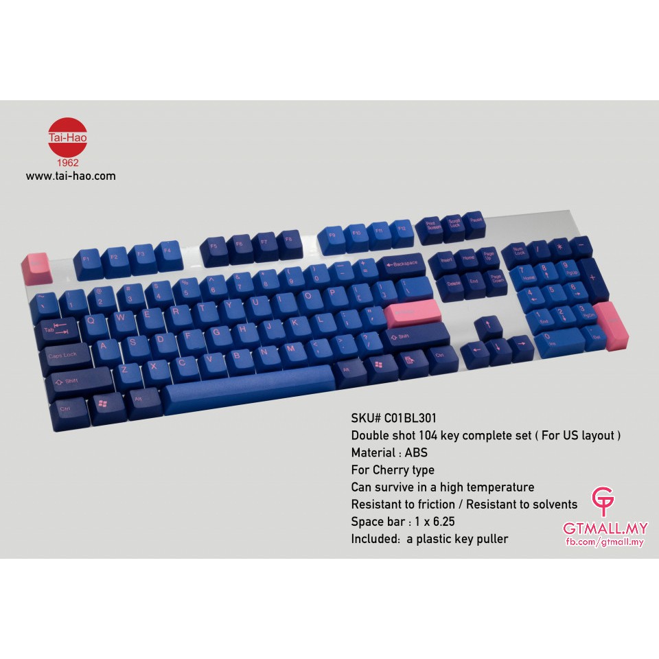 Taihao Abs Keyset 104 Keys Double Shot Keycap C01bl301 Ready Stock Shopee Malaysia