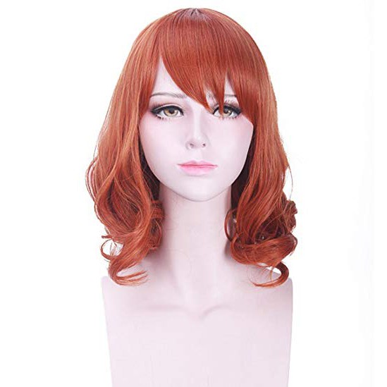 short wavy gift orange girl's anime curly hair cosplay wig