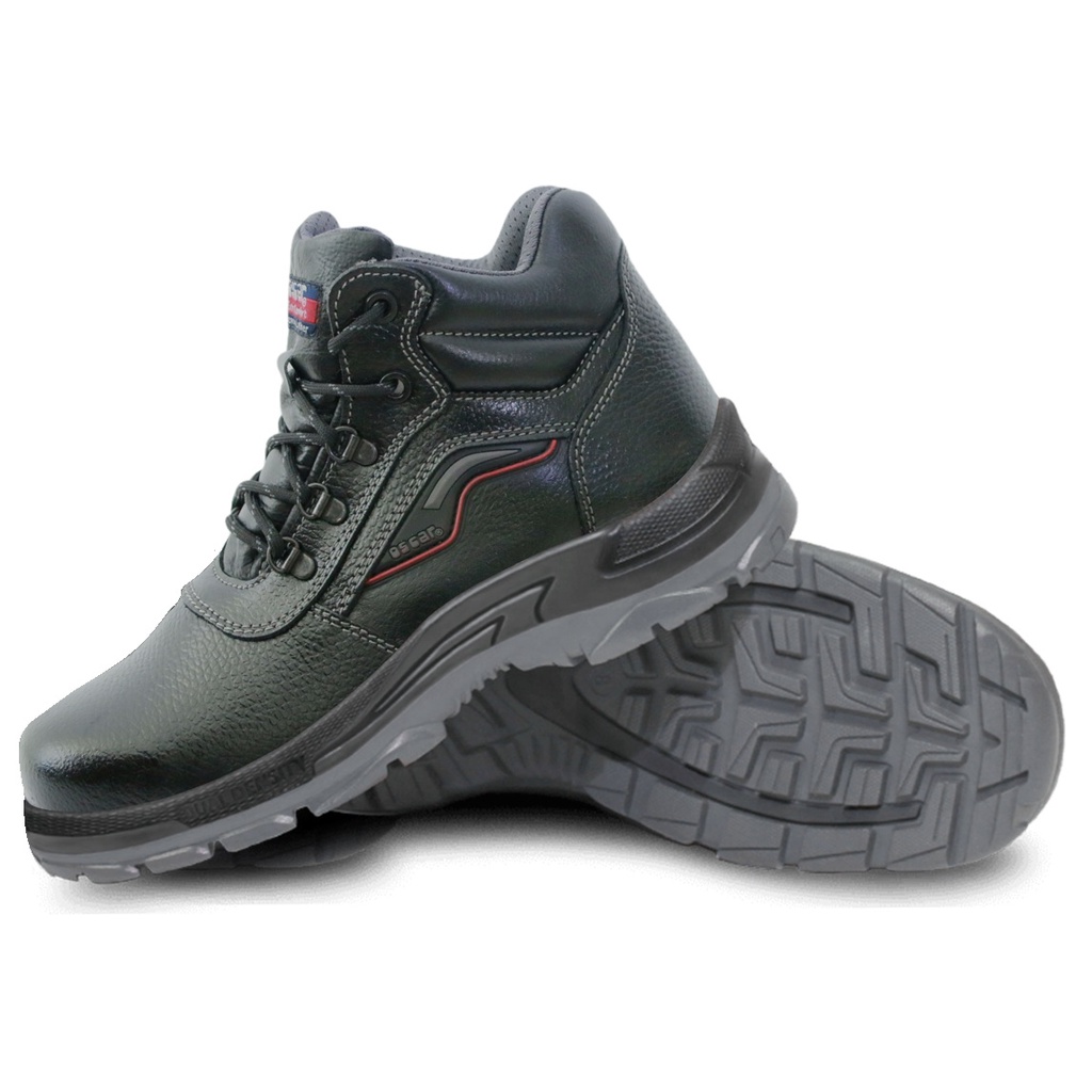 OSCAR SAFETY SHOES 829 BLACK Mid Cut Leather Safety Boots (Certified