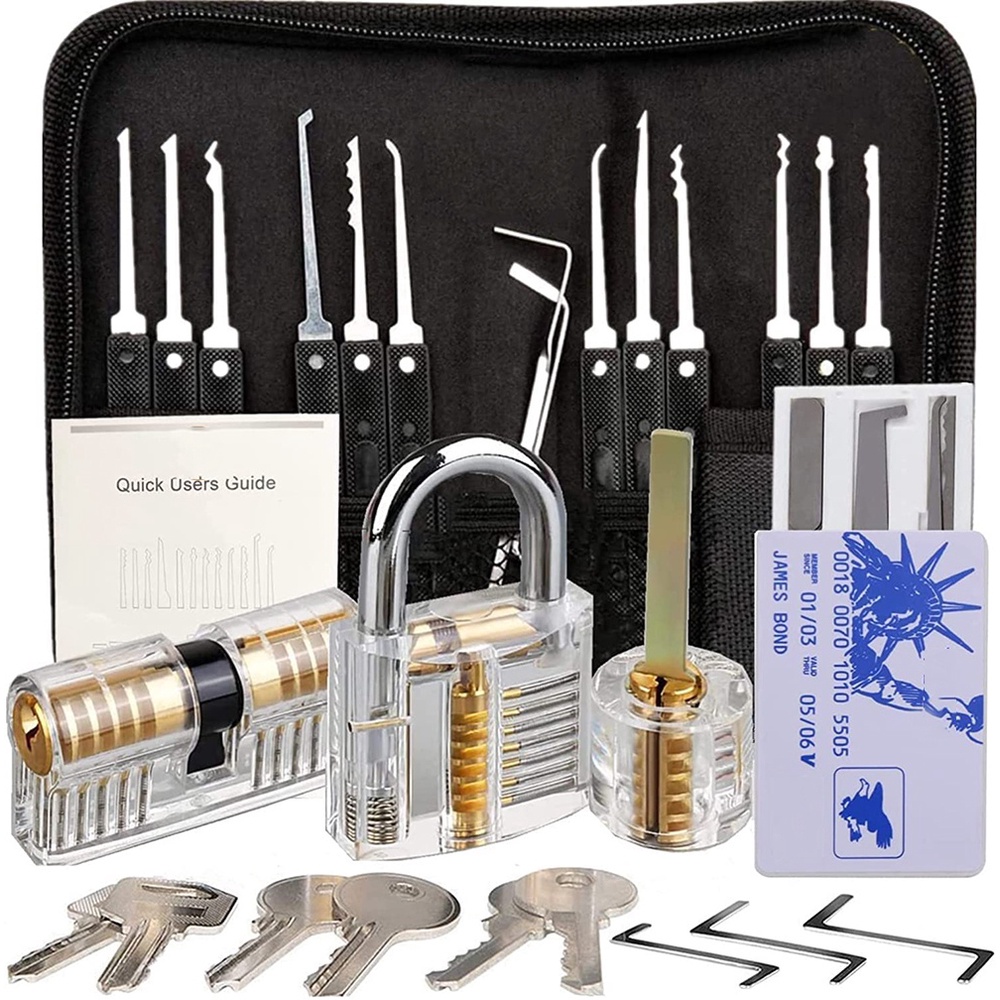 Professional Lock Pick Set , Picking Tool Clear Practice Padlock+Keys for Training Locks Lockpicking, Beginner Locksmiths Extractor