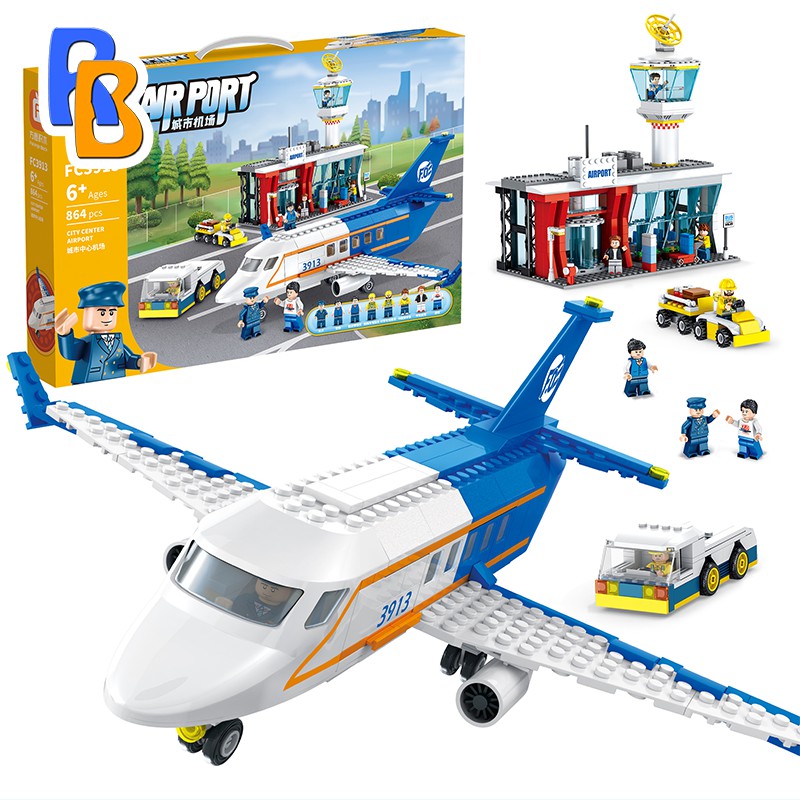 Lego Compatible Kids Toy AIRPORT TRANSPORT PLANE JET DIY Building ...