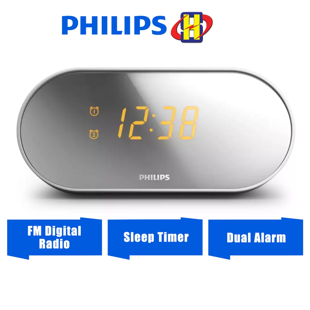 Philips Clock Radio Mirror Finish Display AJ2000/12 / AJ2000