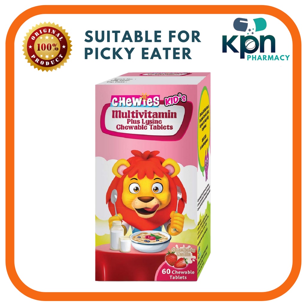Chewies Children Multivitamin Plus Lysine S/F Chewable Tablet Shopee