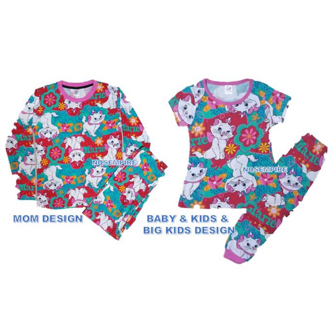 Pyjamas BABY Kids Big Dewasa VIRAL Cartoon MARIE CAT Baju  