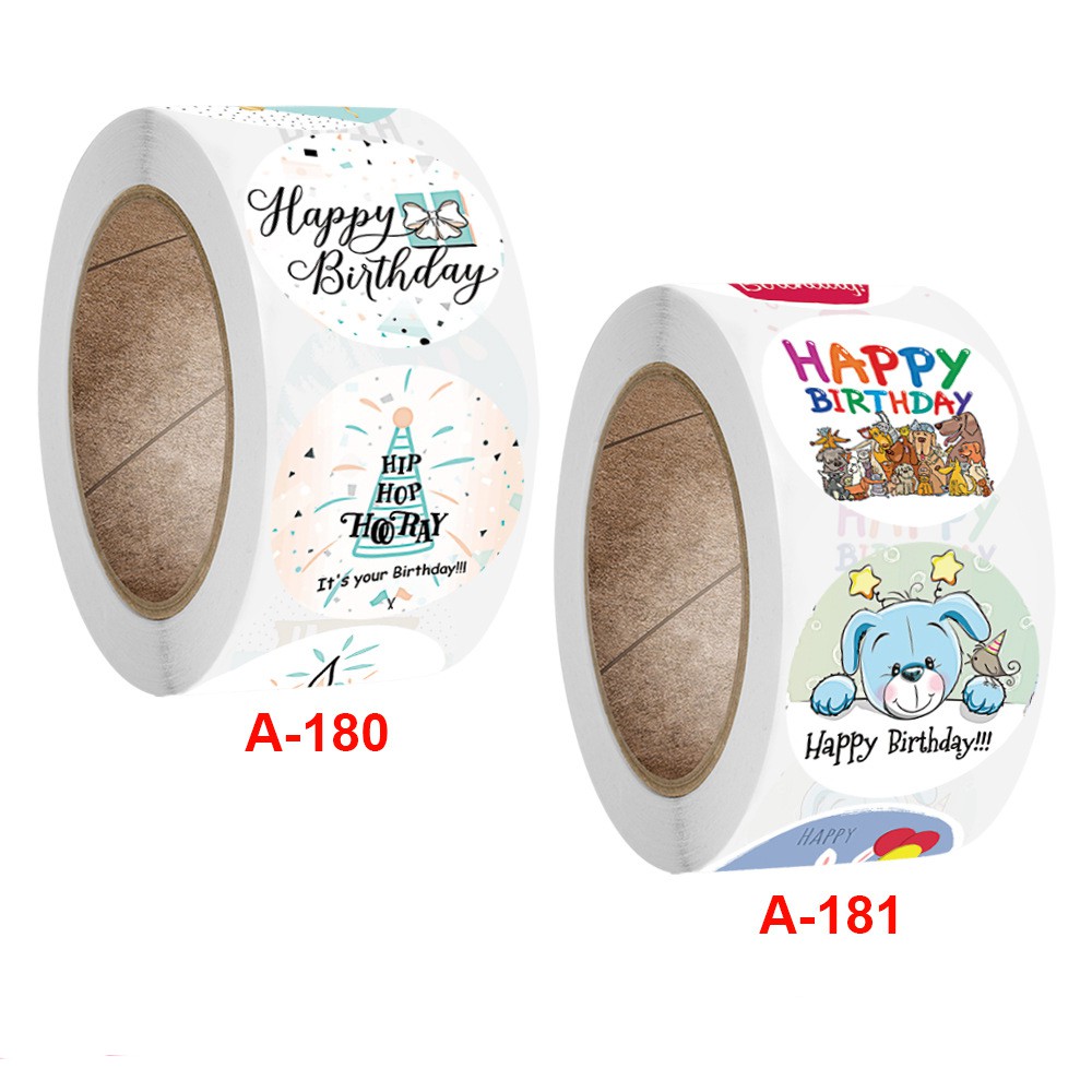 Happy Birthday Stickers - 8 Designs / 1 Inch / 500 Adhesive Labels Per ...