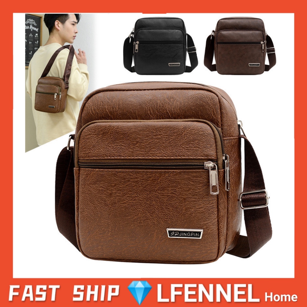 LFENNELShoulder Bag PU Leather Crossbody Bag Messenger Bag Multipurpose Sling Backpack Fashion Waist Bag Beg Lelaki