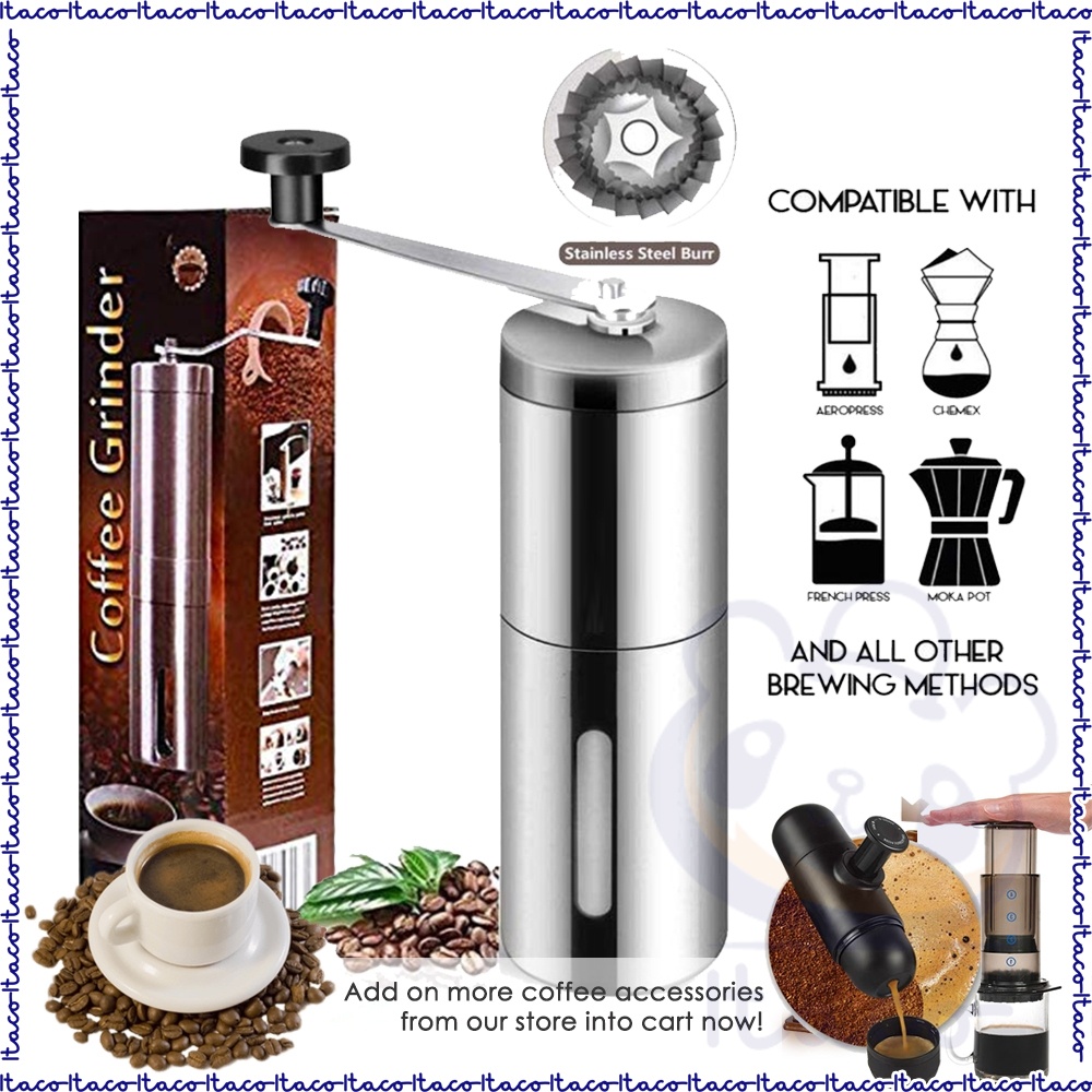 ITACO SUS304 Stainless Steel Coffee Bean Grinder Manual Coffee Drip Mill Hand Grinder Burr Grinder