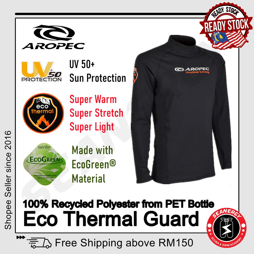 Aropec Eco Thermal Guard Unisex Men Women for Scuba Diving Snorkeling Surfing Boating Water Sports Swimming Rash Guard