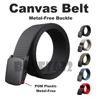 Unisex Man Men Metal Security Light POM Plastic Buckle Canvas Belt 2053.1