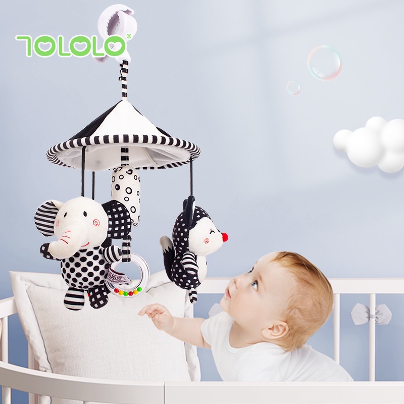 Tololo Newborn Black And White Toy Elephant Stroller Pendant Suspension Umbrella Crib Hanging 0 1 Year Old Baby S Rattle Shopee Malaysia