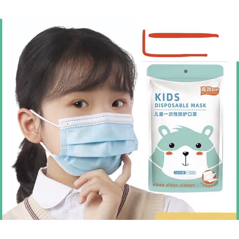 10/50pcs Kids Disposable mask Non Woven 3 Layer Ply Filter mouth Face filter safe Breathable dustproof Protective