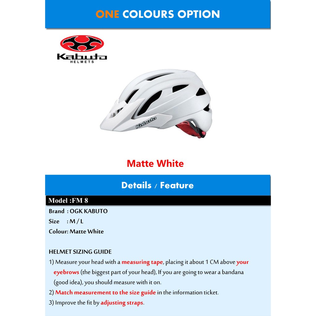 Kabuto Fm 8 Sport Cycling Helmet Original Japan Product Shopee Malaysia