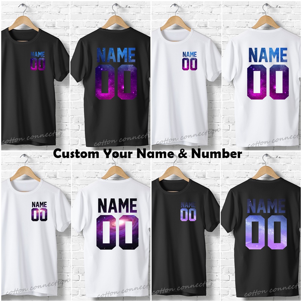 Custom Print Name & Number Galaxy Pattern T-Shirt Unisex - Corak Galaxy - Custom Nama & Nombor Baju T Shirt